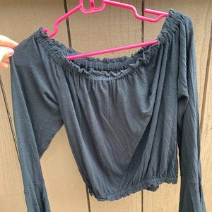 Black Long Sleeve Crop Top Size S